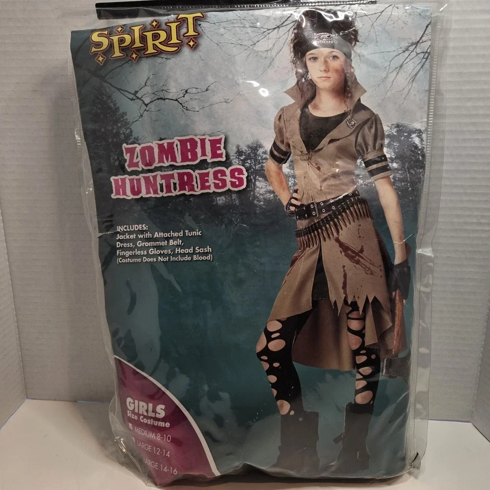 Spirit Girls Halloween Costume Zombie‎ Huntress Warrior Size M 8-10 EUC